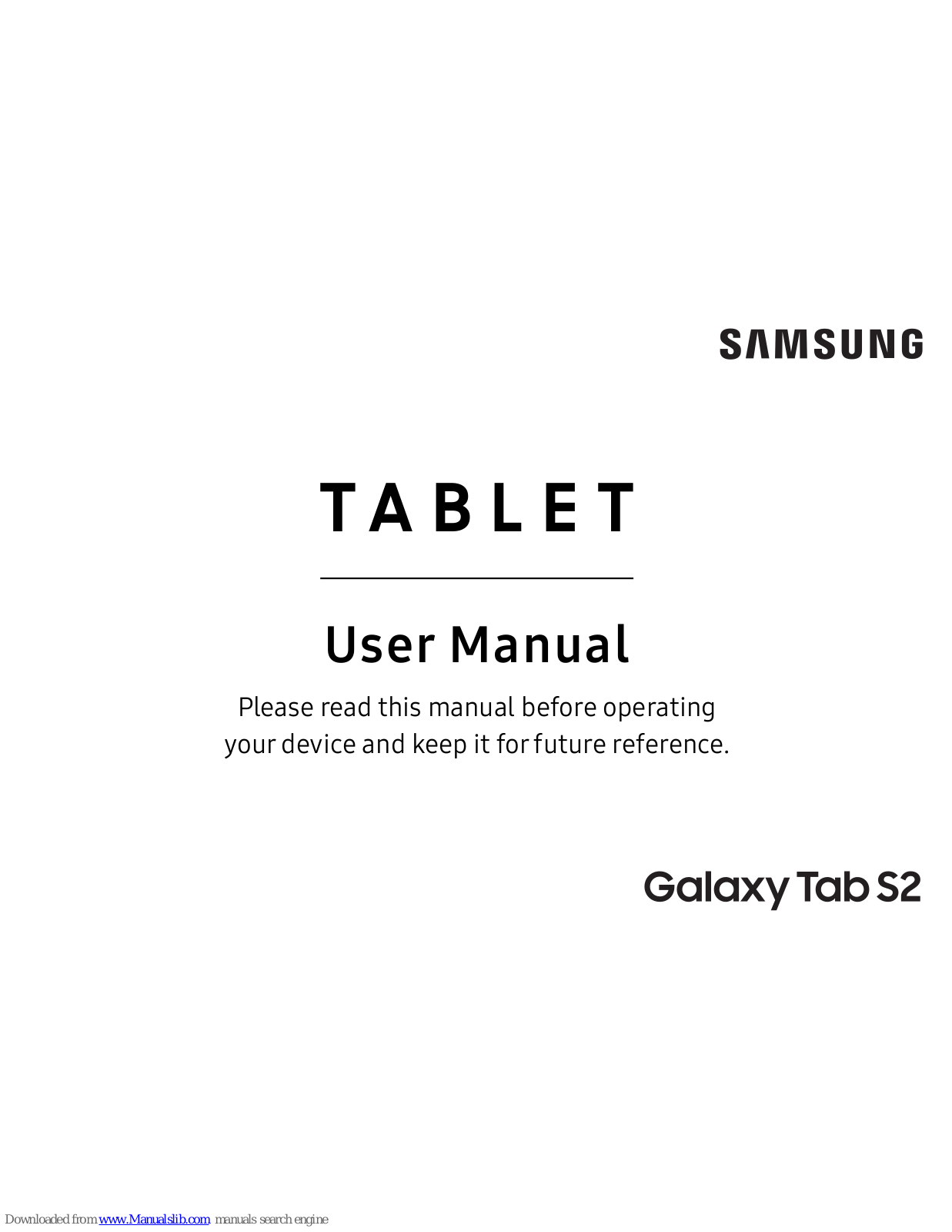 Samsung GALAXY TAB S2, Galaxy Tab A, SM-T580, T580 User Manual