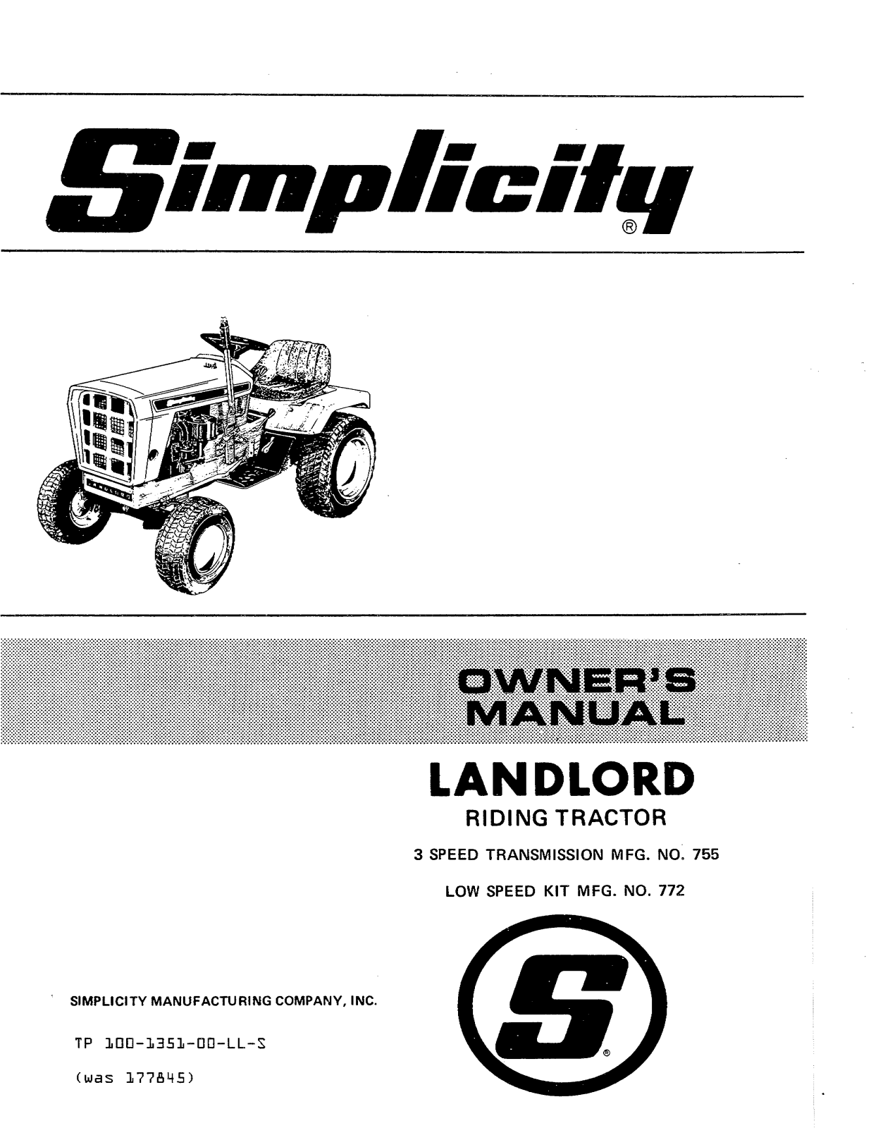 Simplicity 772 User Manual