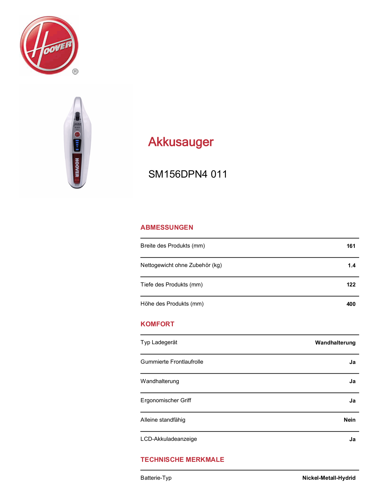 Hoover SM156DPN4 011 Service Manual