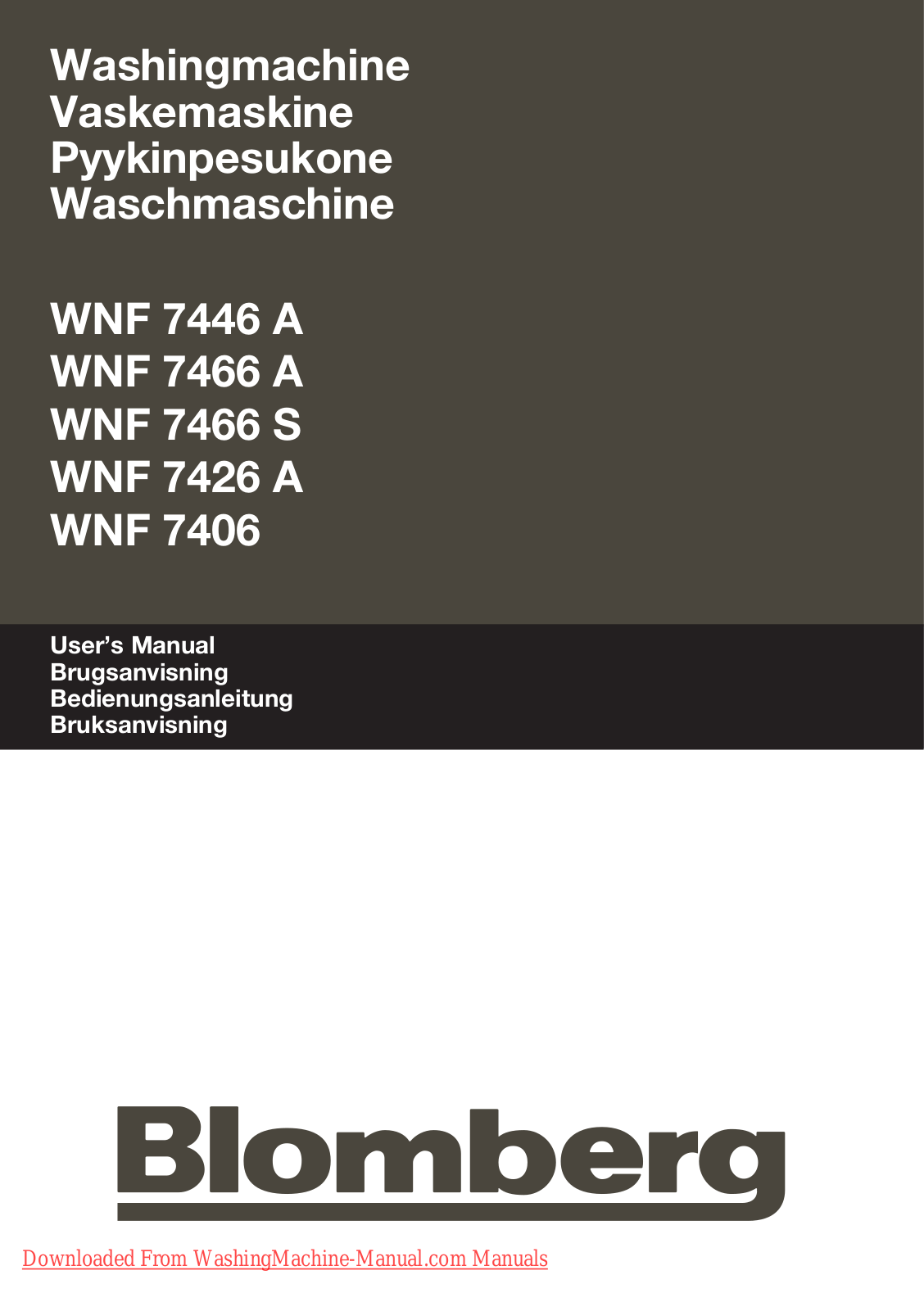 Blomberg WNF 7466 A, WNF 7426 A, WNF 7406, WNF 7466 S, WNF 7446 A User Manual