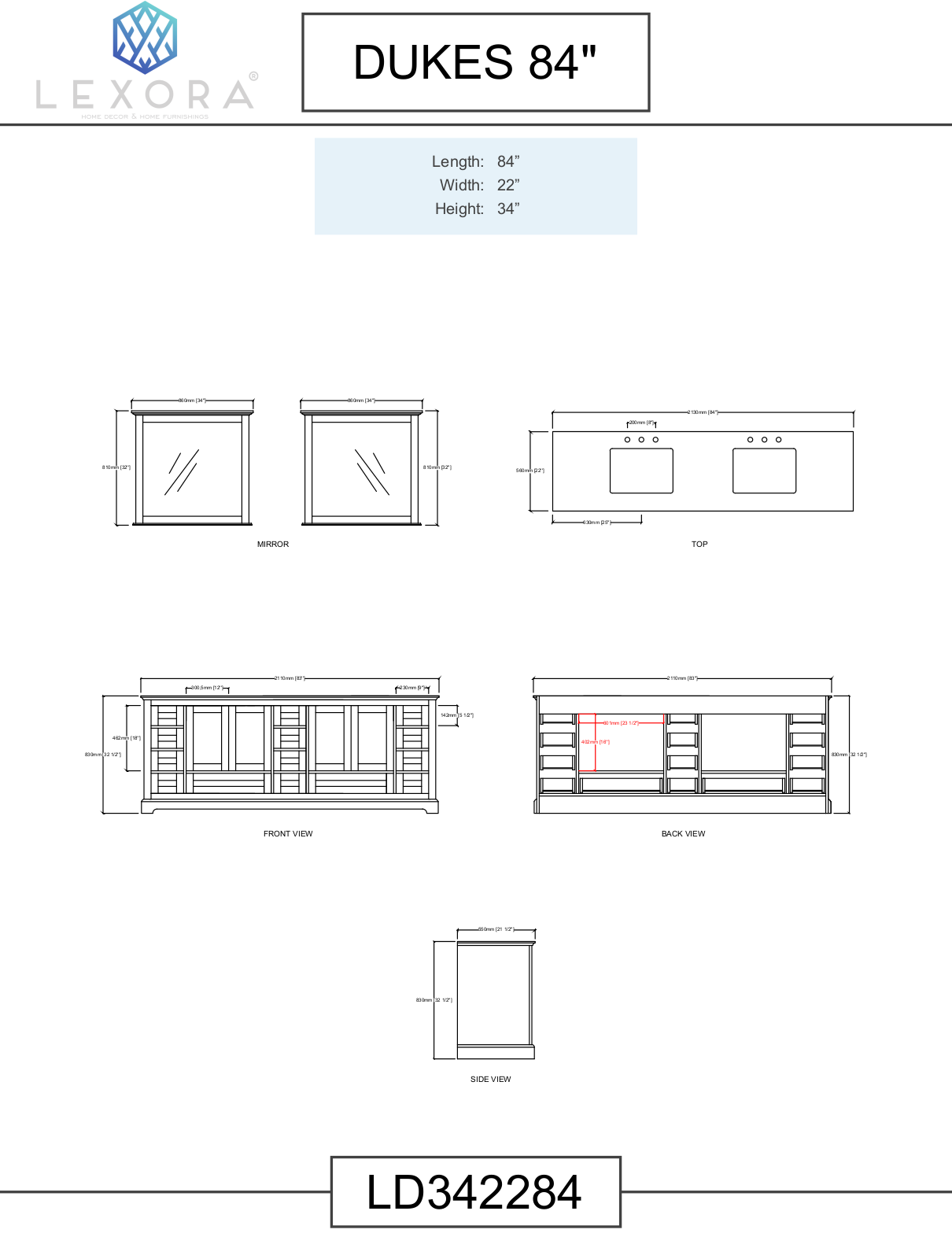 Lexora LD342284DG00M34, LD342284DGDS000, LD342284DADS000, LD342280DEDS000, LD342284DADSM34 Specifications - ManualMachine.com