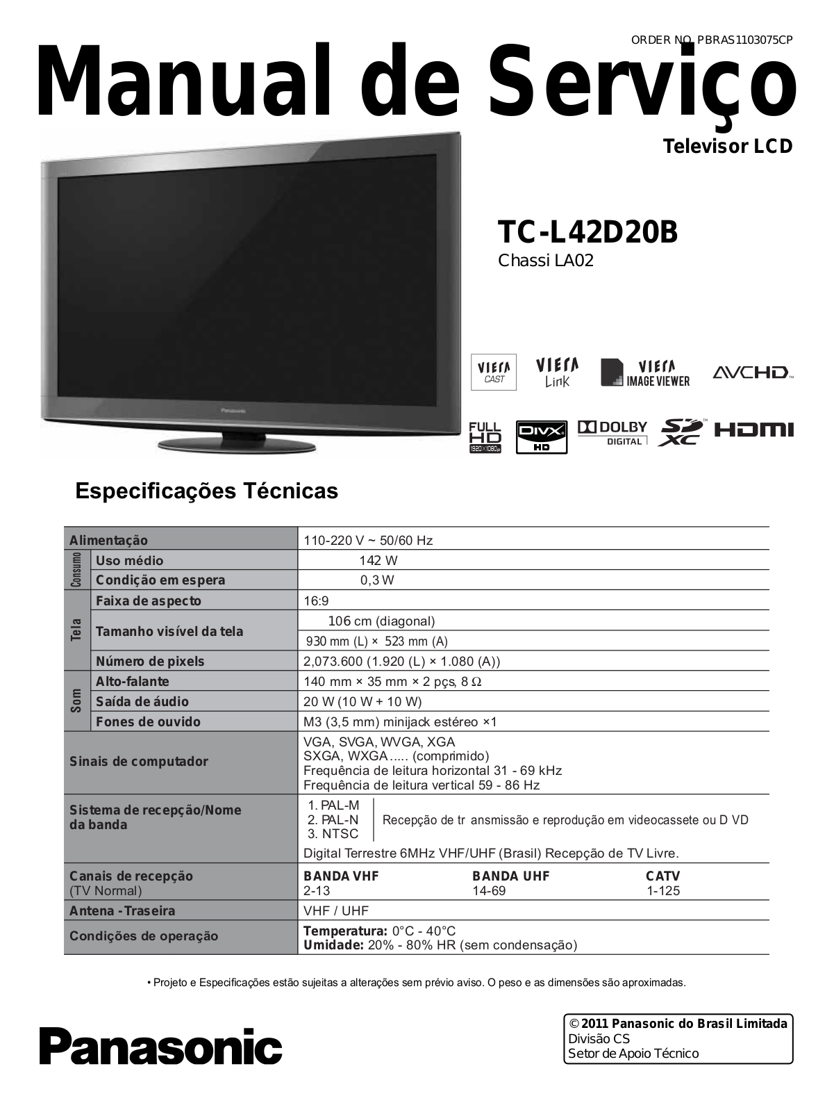 Panasonic TC-L42D20B Schematic