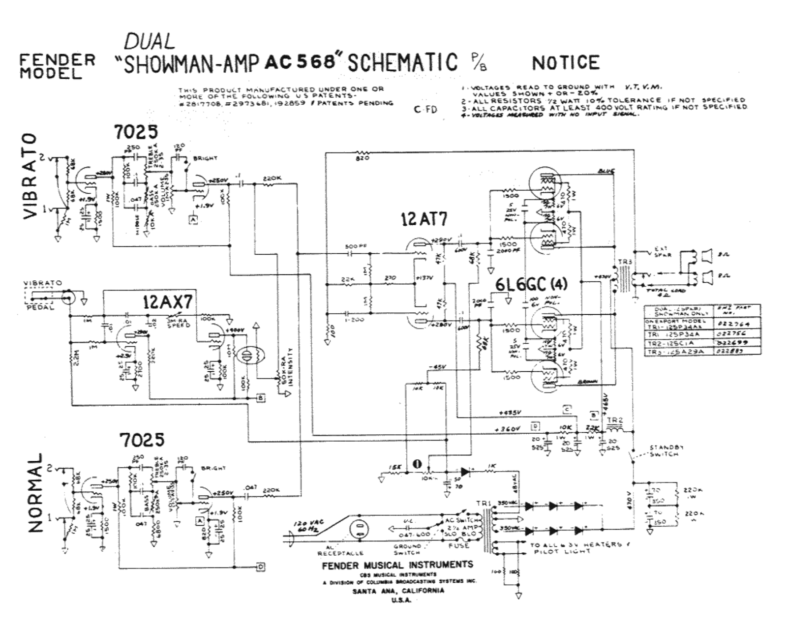 Fender Showman-AC568 Schematic