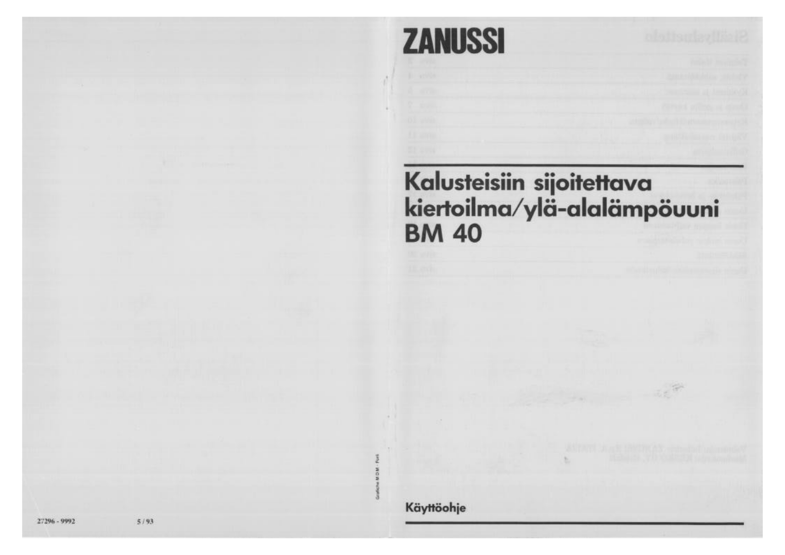 Zanussi BM40 User Manual