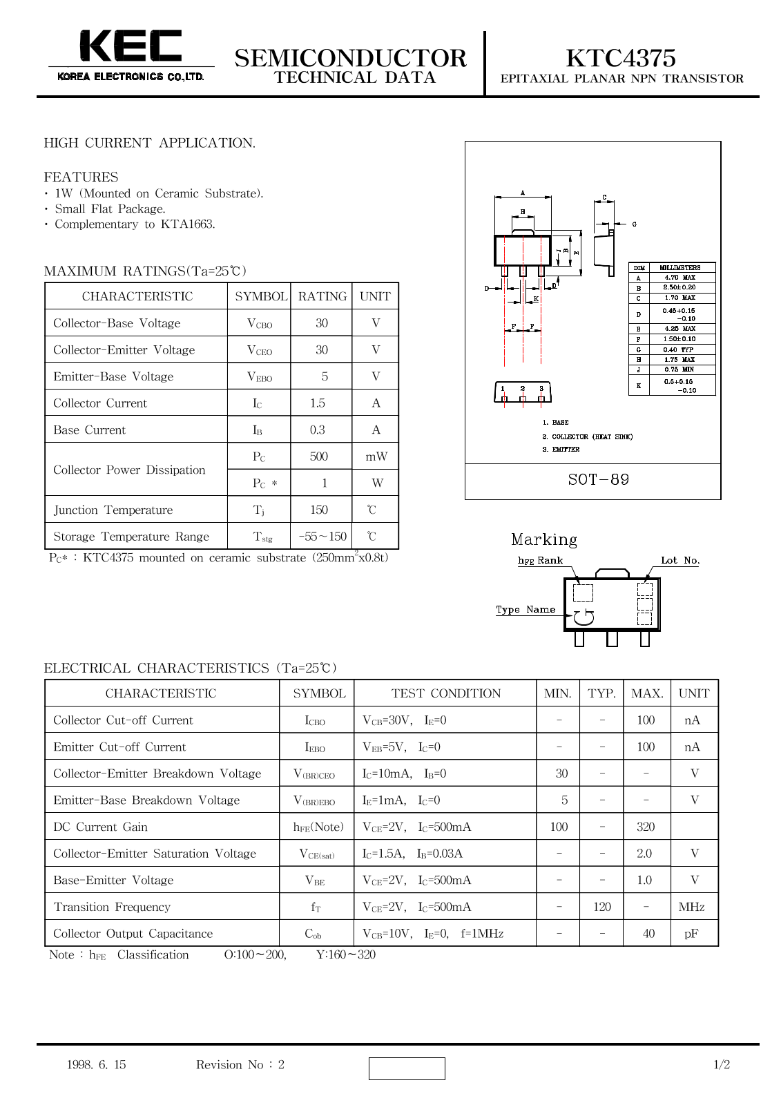 KEC KTC4375 Datasheet