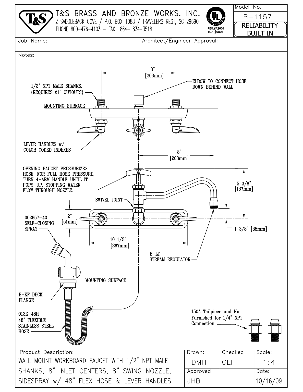 T & S Brass & Bronze Works B-1157 General Manual