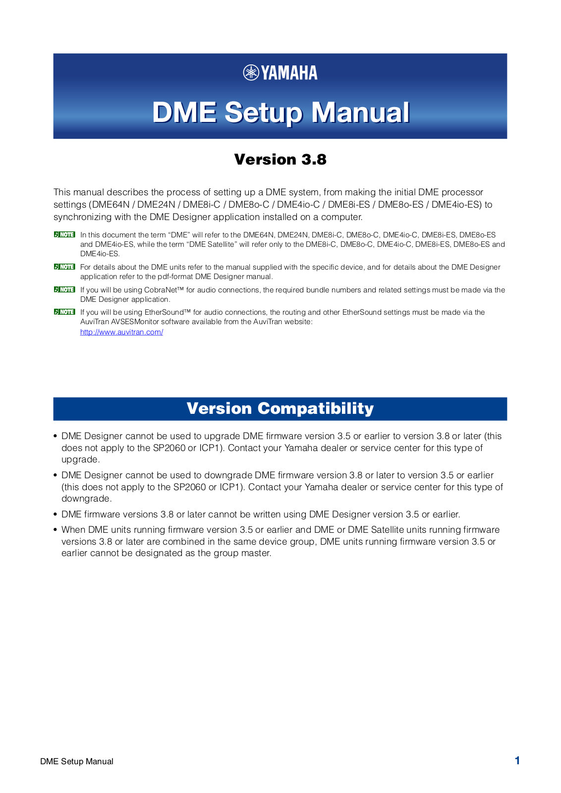 YAMAHA DME64N, DME24N, DME8i-C, DME8o-C, DME4io-C Setup Manual