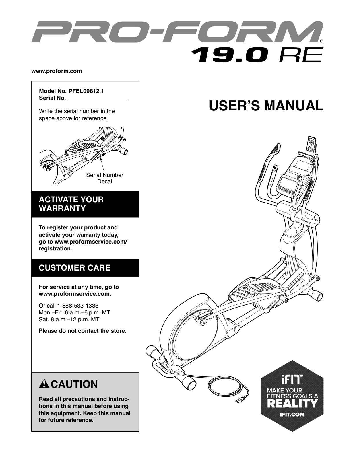 ProForm PFEL098121 User Manual