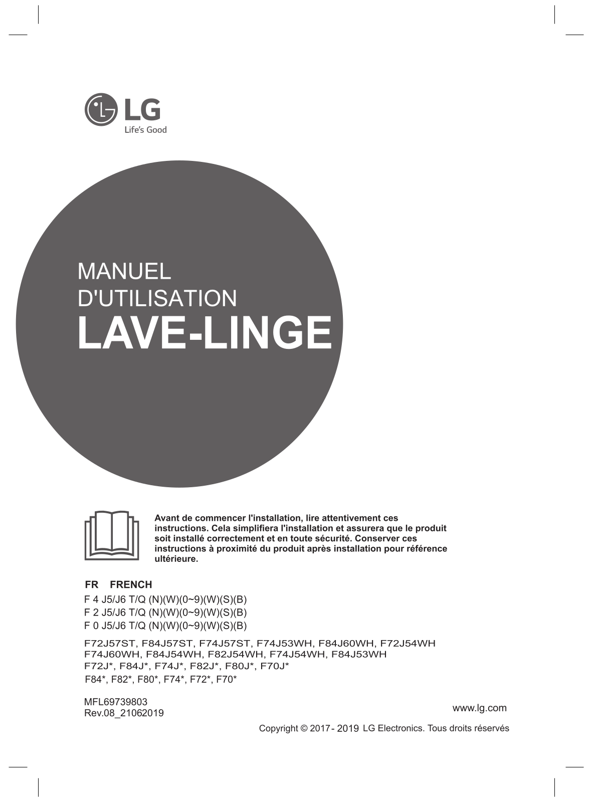 LG F72J53WH User manual