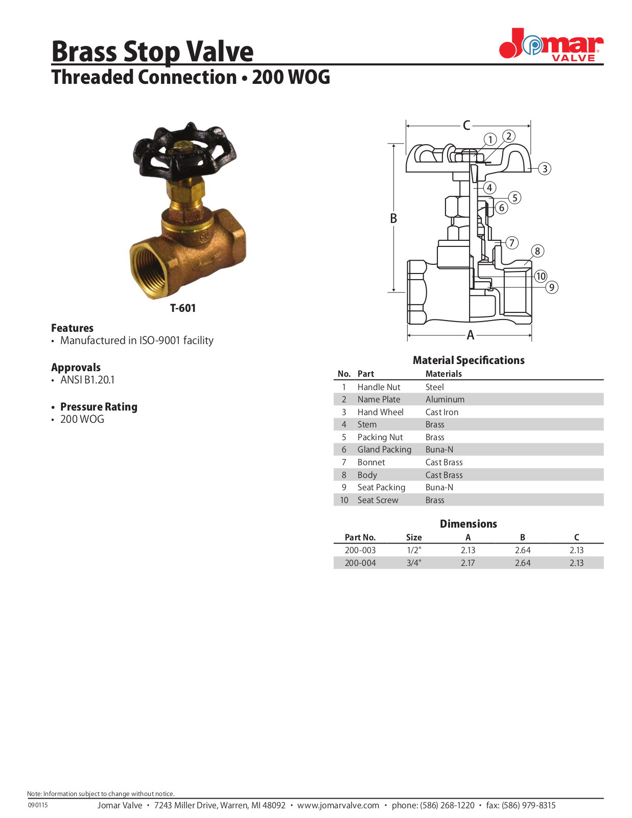 Jomar T-601 User Manual