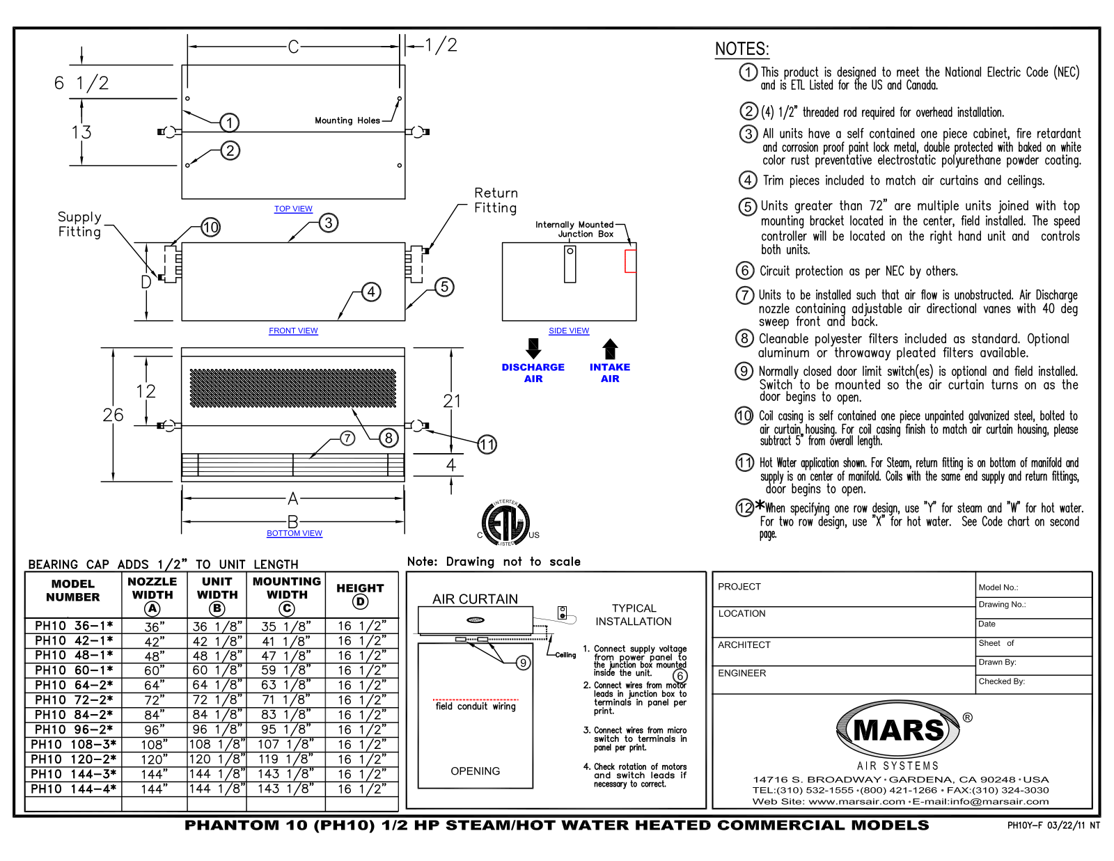 Mars Air PH10120-2 User Manual