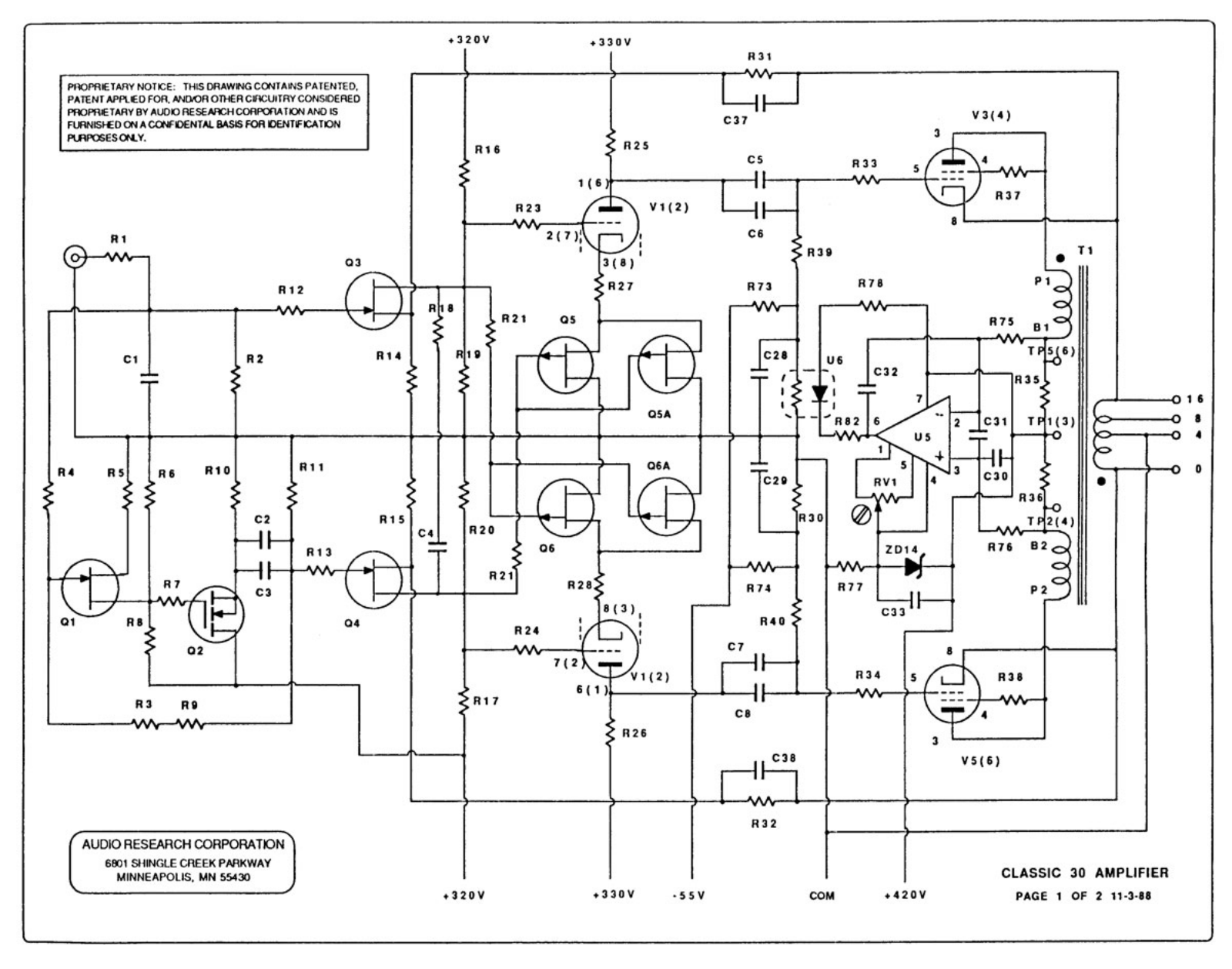 Audio Research Classic 30 Schematic - ManualMachine.com