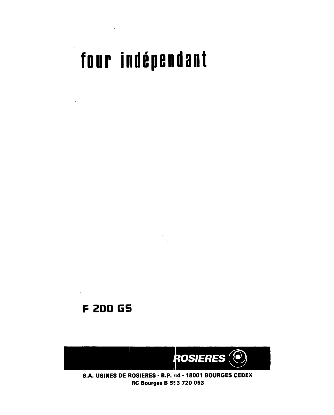 ROSIERES F 200 GS User Manual