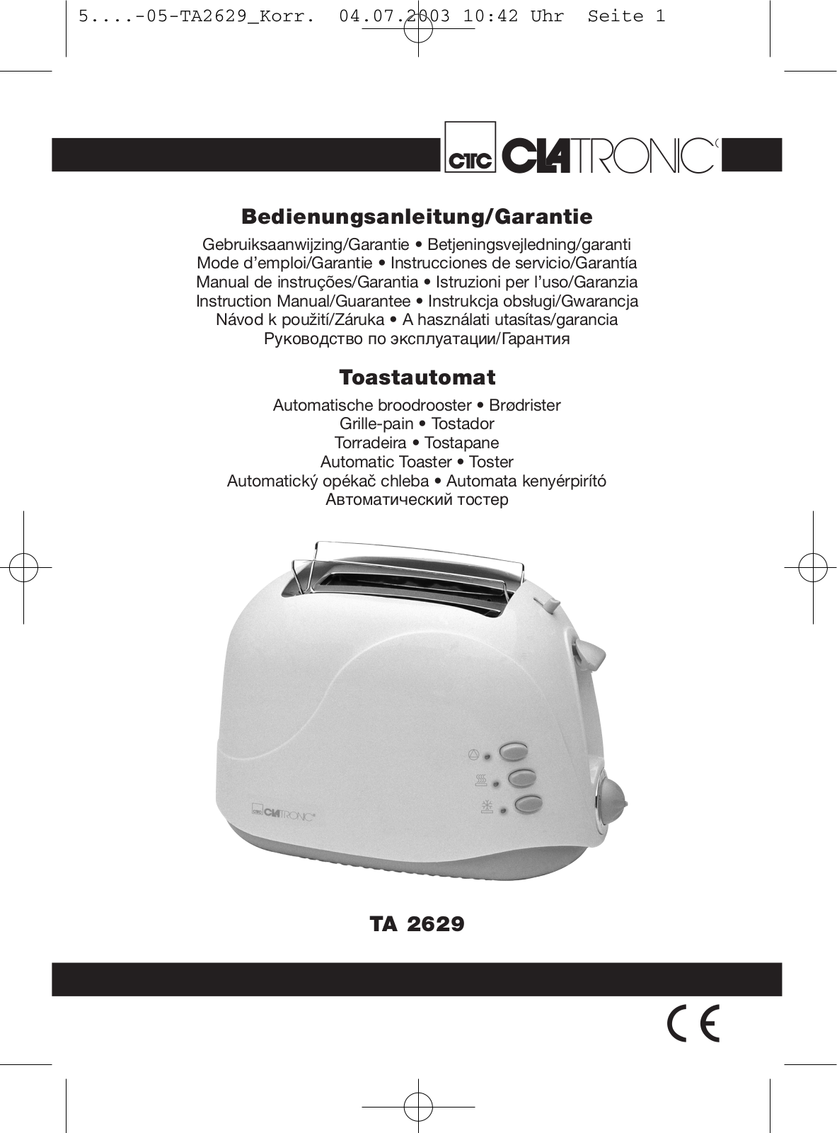 Clatronic TA 2629 User Manual