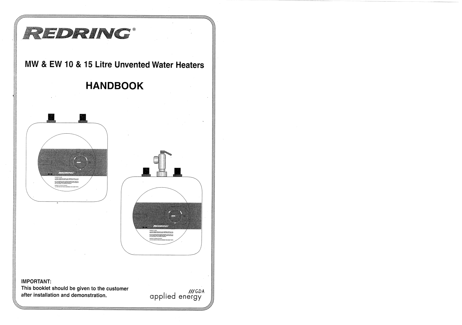 Applied Energy MW-EW 10, MW-EW 15 User Manual