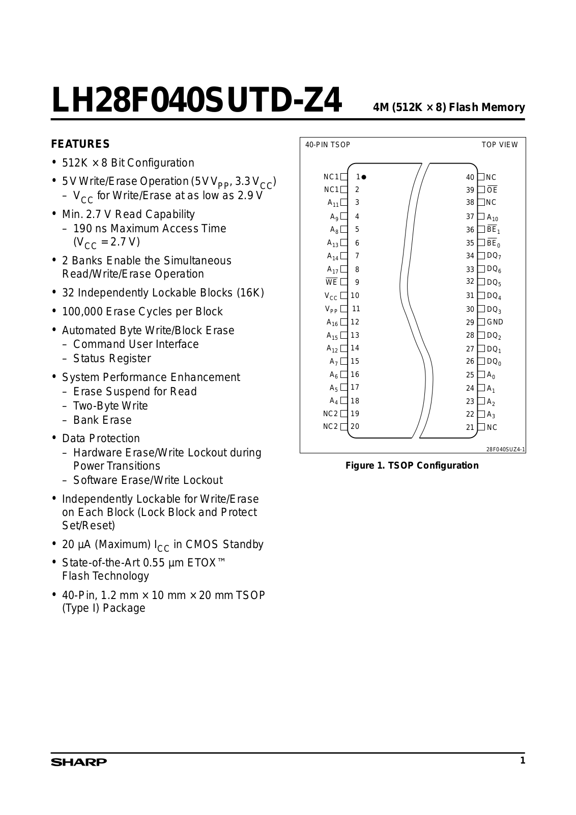 Sharp LH28F016SUTD-Z4 Datasheet