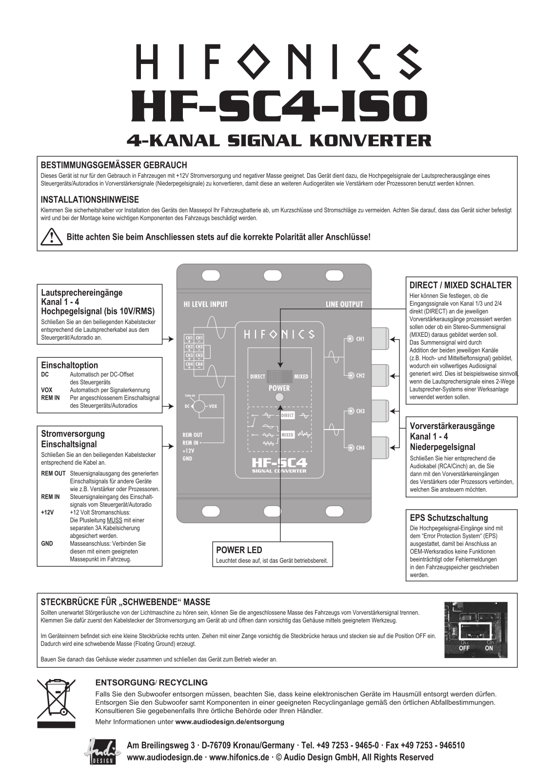Hifonics HF-SC4-ISO User guide - ManualMachine.com