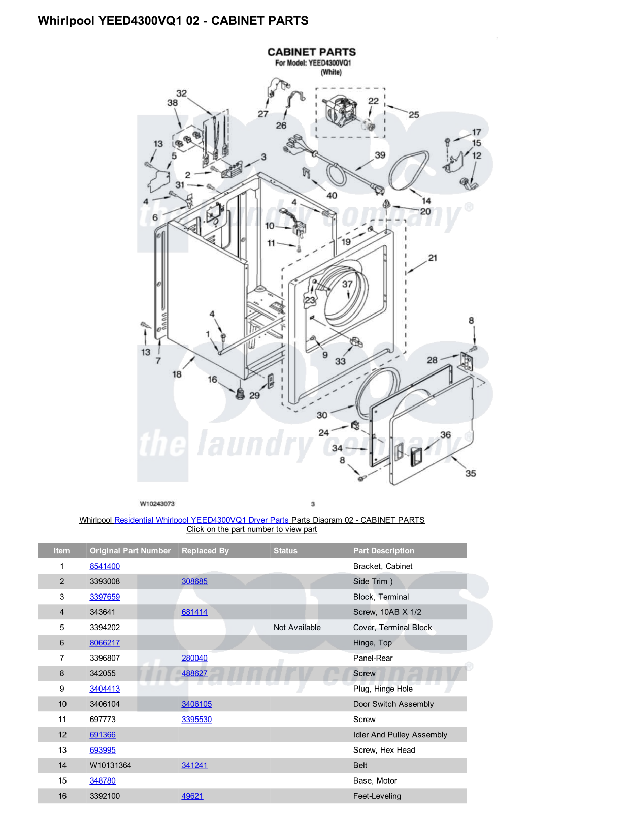 Whirlpool YEED4300VQ1 Parts Diagram