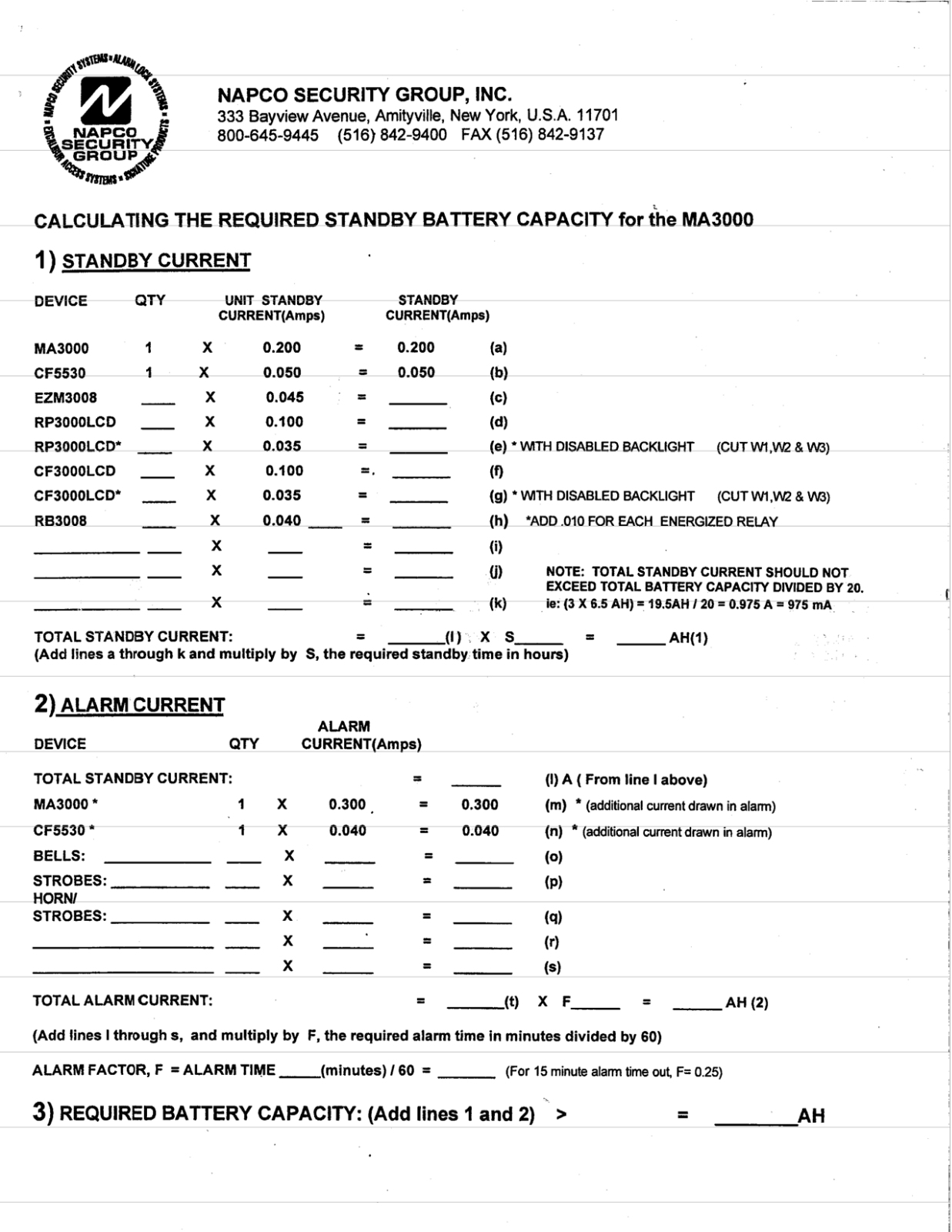 NAPCO MA3000 User Manual