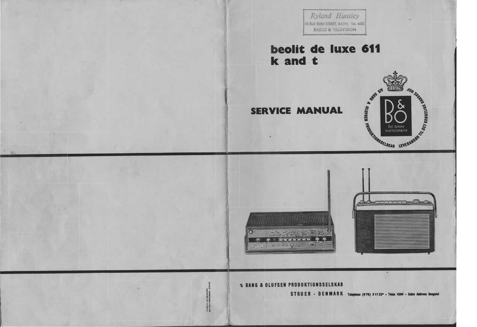 Bang and Olufsen Beolit 611, Beolit 611-T Service manual