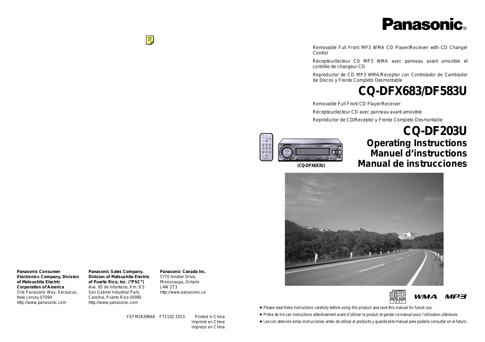Panasonic CQ-DFX683, CQ-DF583U User Manual