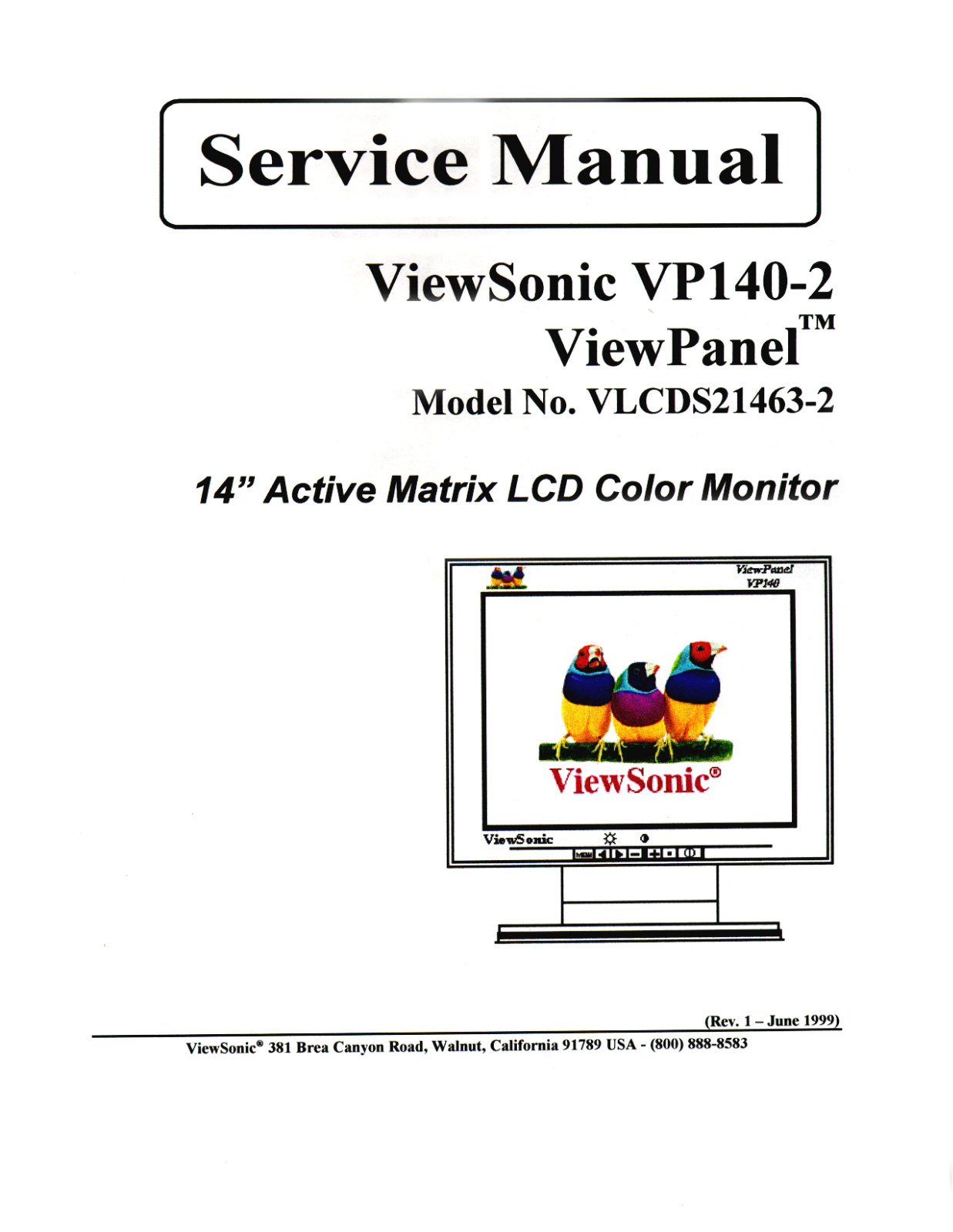 ViewSonic VP140-2,VLCDS21463-2 Service manual