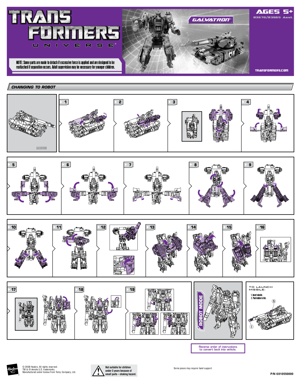 HASBRO Transformers Universe Galvatron User Manual