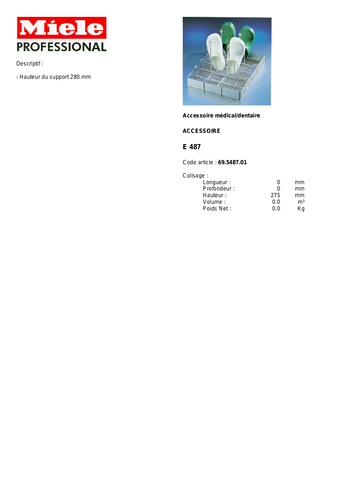 MIELE E 487 DESCRIPTIF, E 489 DESCRIPTIF User Manual