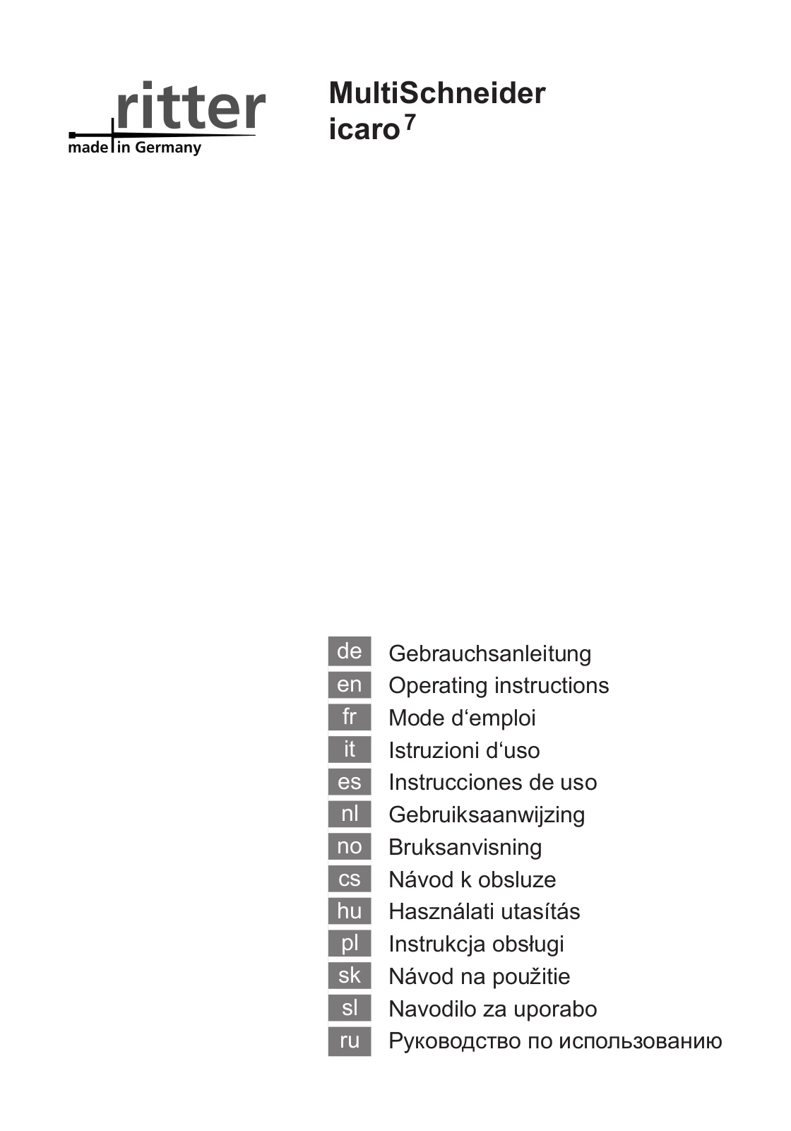 Ritter ICARO7 User Manual