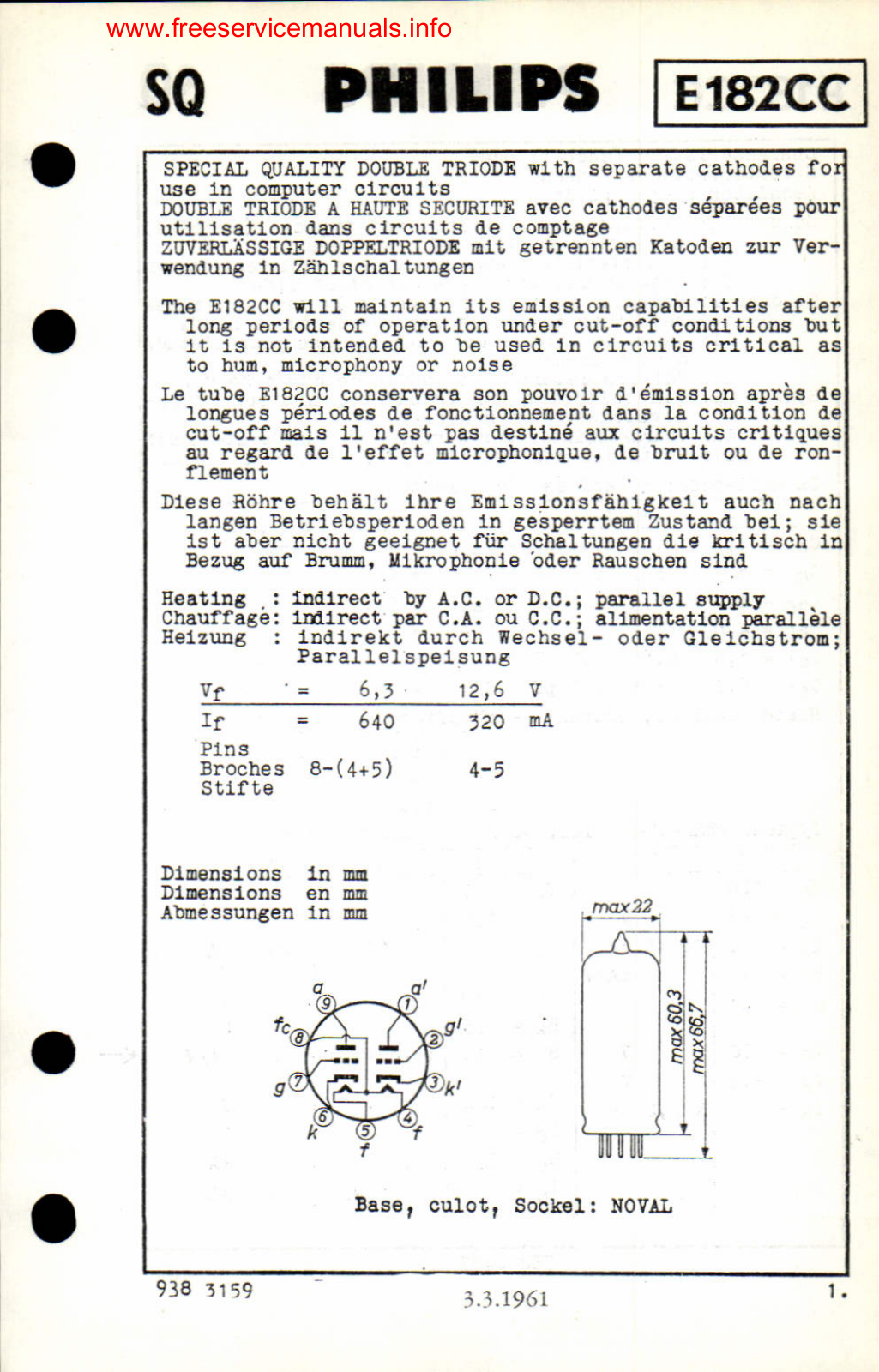 Philips e182cc DATASHEETS