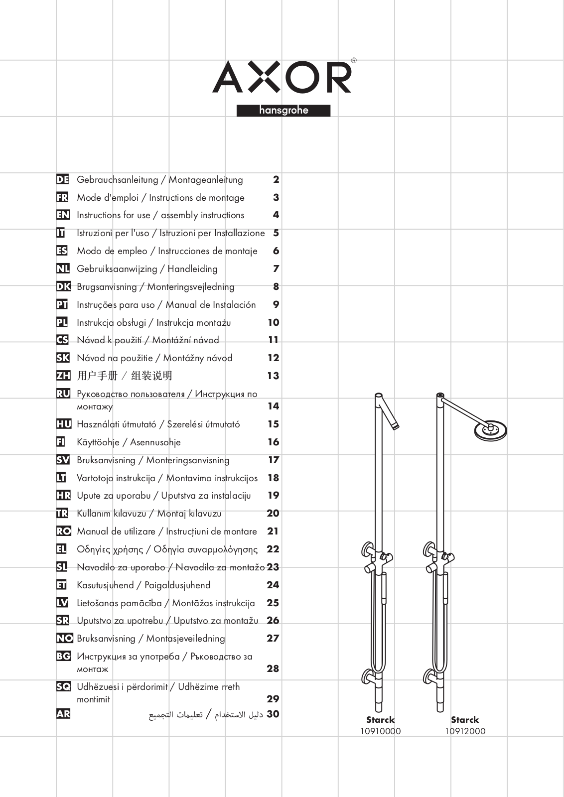 Hansgrohe 10912000, 10910000 Instructions For Use/assembly Instructions