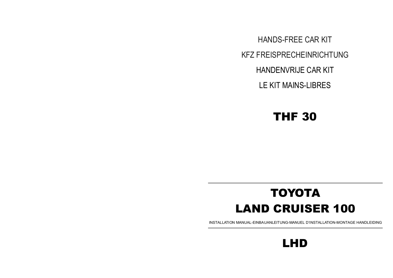 Toyota Land Cruiser Thf 1998 Owner's Manual