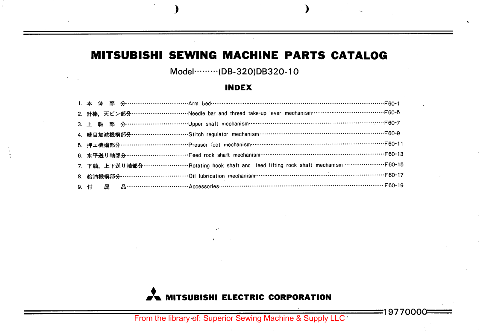 Mitsubishi DB-320-10 Manual