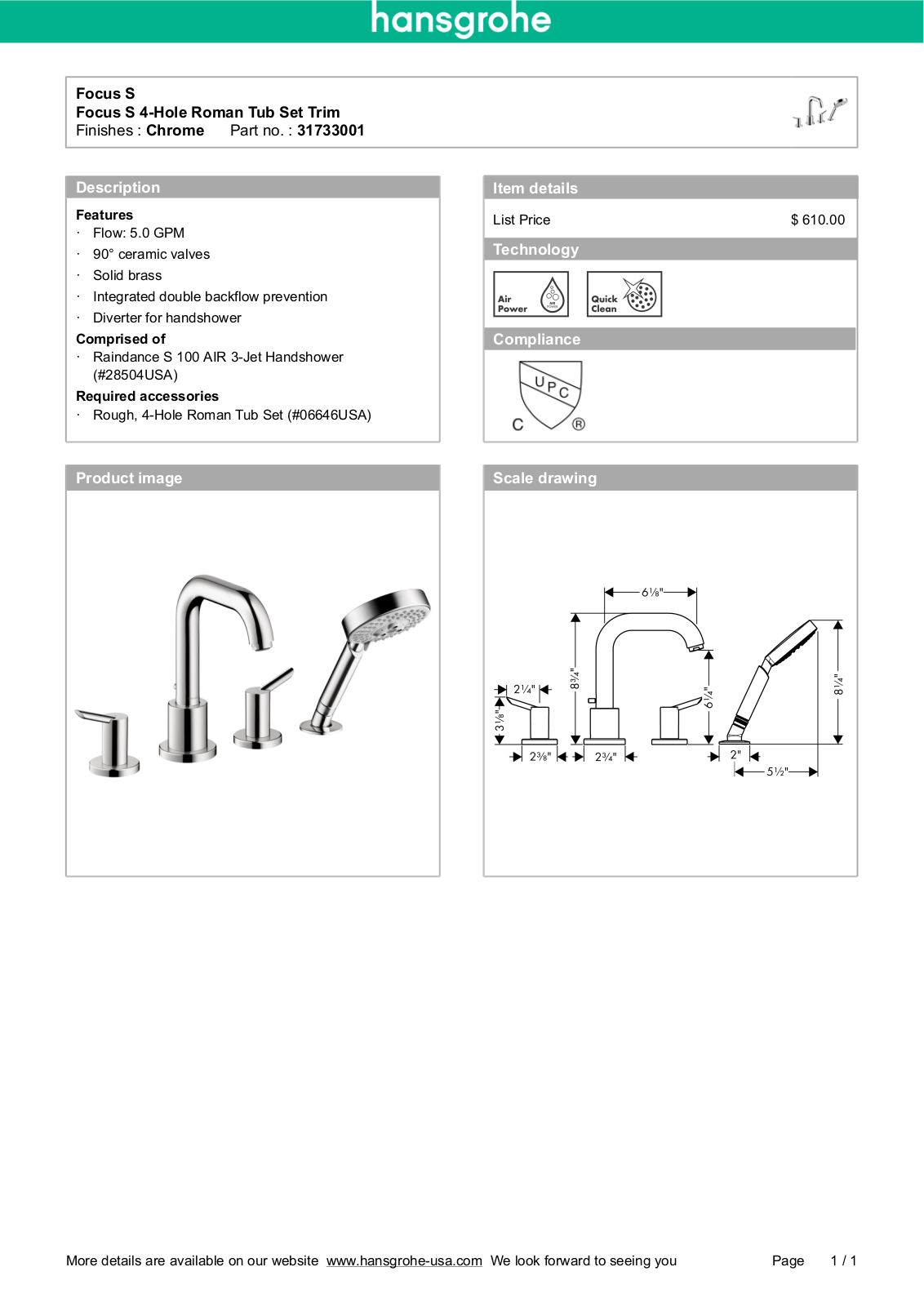 Hansgrohe HAN2494 Specifications - ManualMachine.com