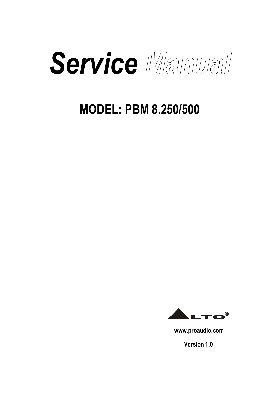 Alto PBM8.250, PBM8.500 Service Manual