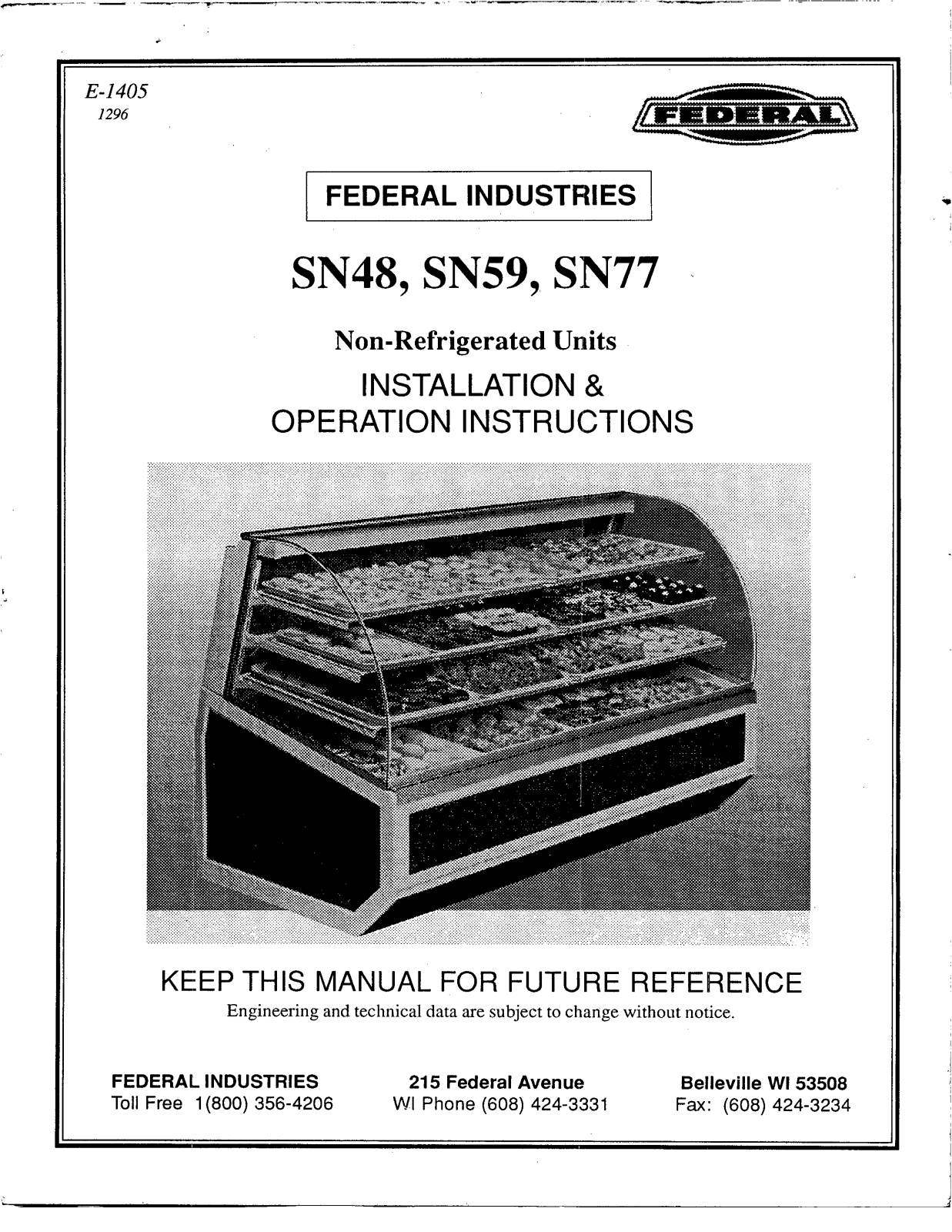 Federal Industries SN59 Operator’s Manual