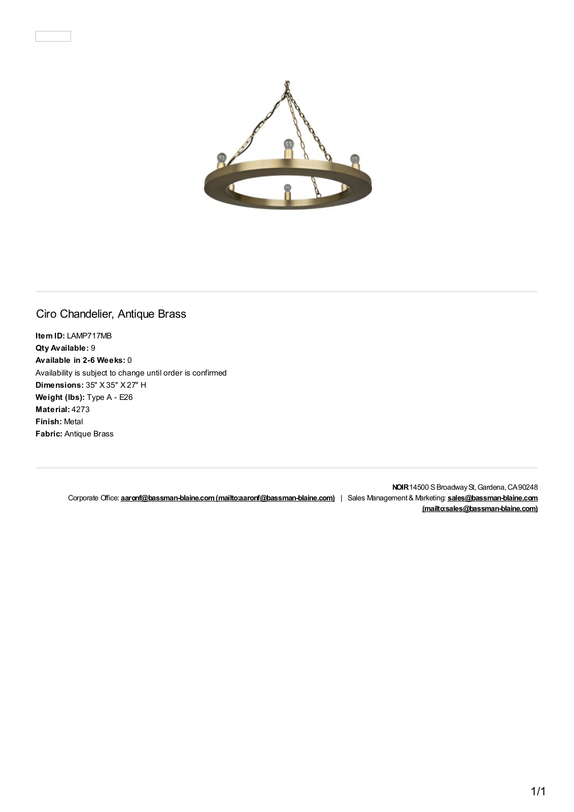 Noir MBYR1394 Specifications - ManualMachine.com