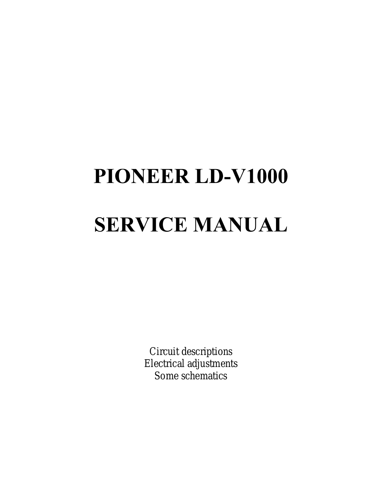 Pioneer LDV-1000 Service manual