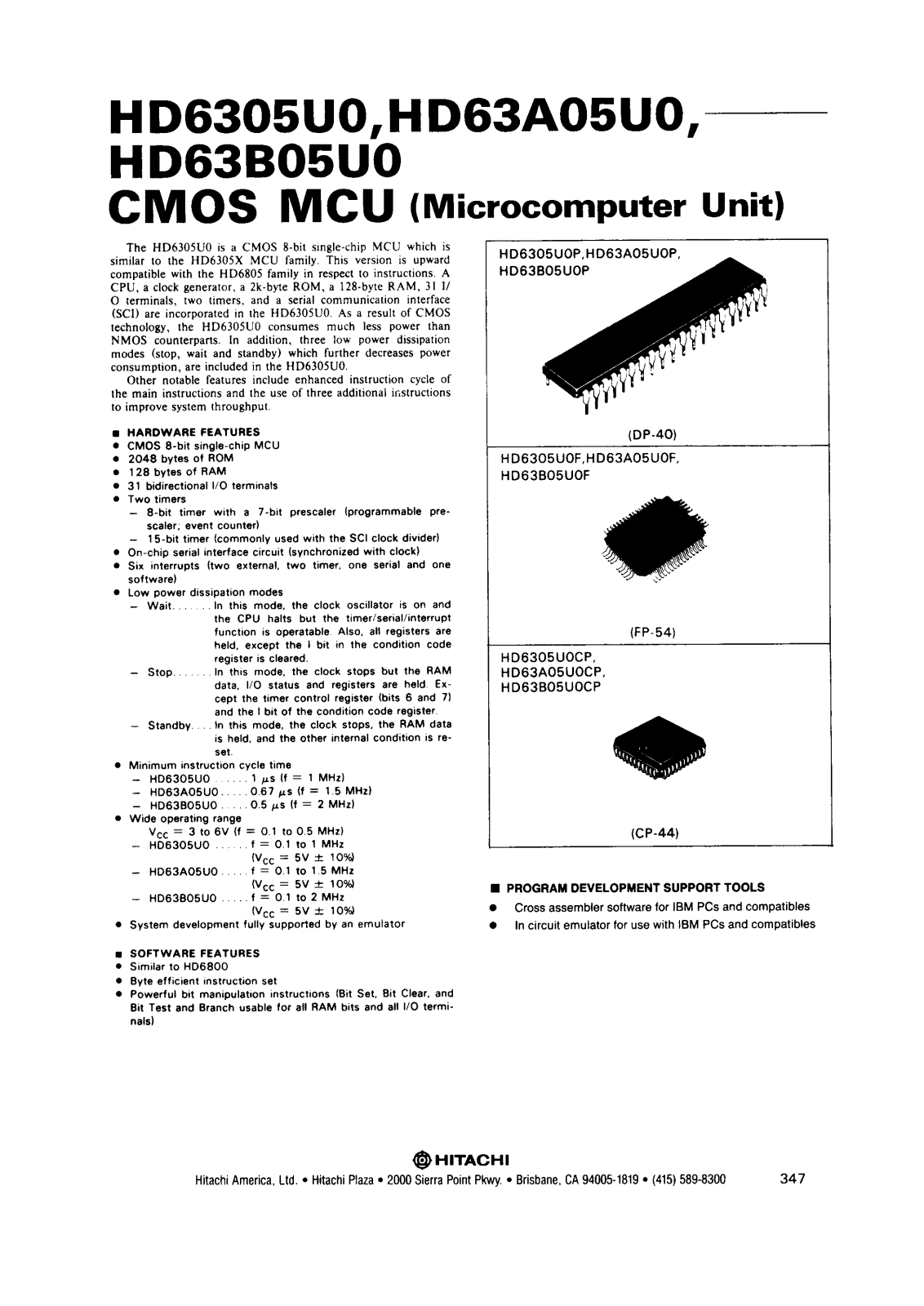 HIT HD63B05U0P, HD63B05U0CP, HD63A05U0P, HD63A05U0F, HD63A05U0CP Datasheet