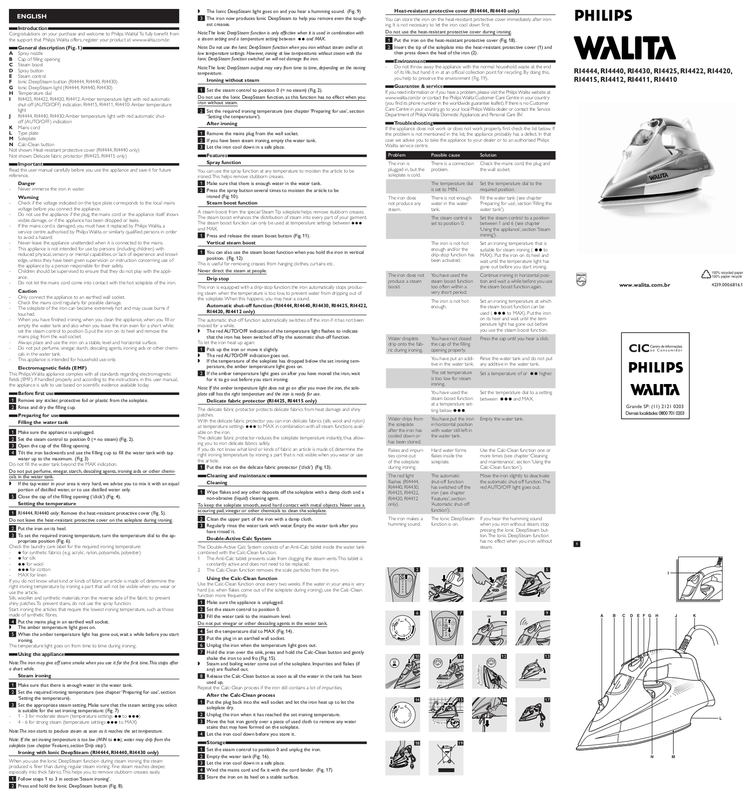 Philips RI4430, RI4444, RI4440, RI4425, RI4422 User Manual