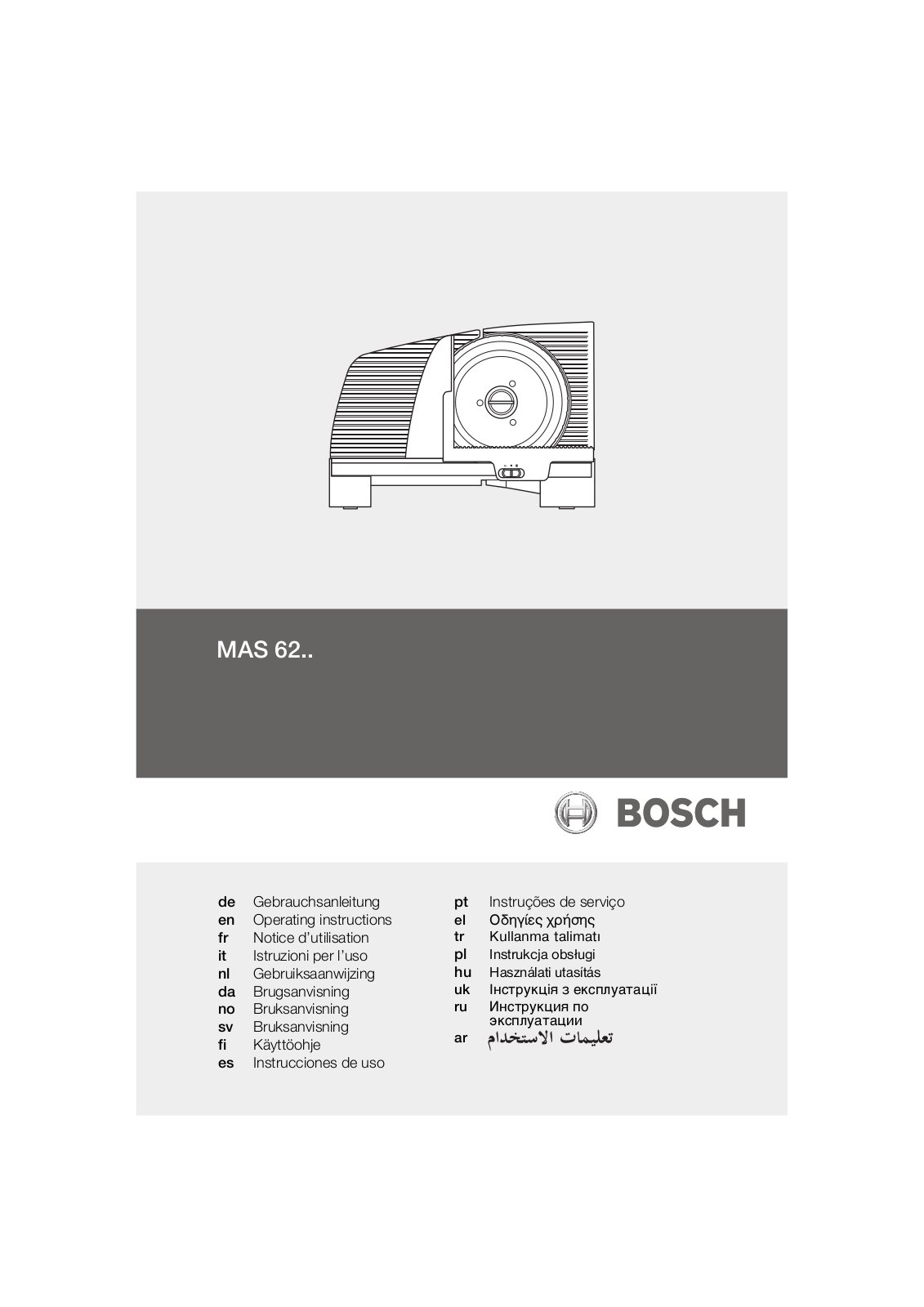 Bosch MAS62W1, MAS62R1, MAS6200 Manual