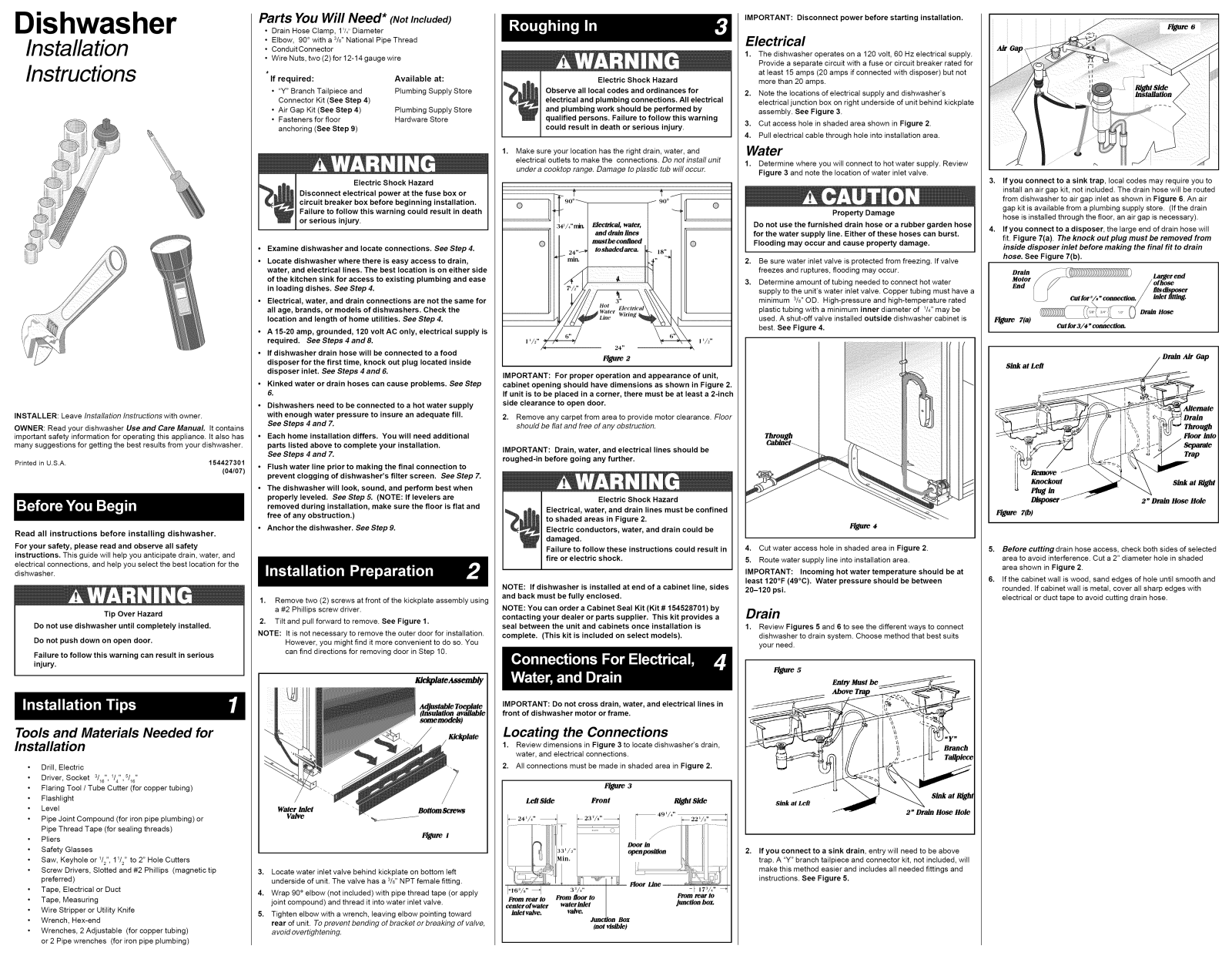 Frigidaire FDBB2040FS0, FDBB2040FS1, FGHD2433KB0, GLD4050RHB0, PLD2850RDC3 Installation Guide - ManualMachine.com