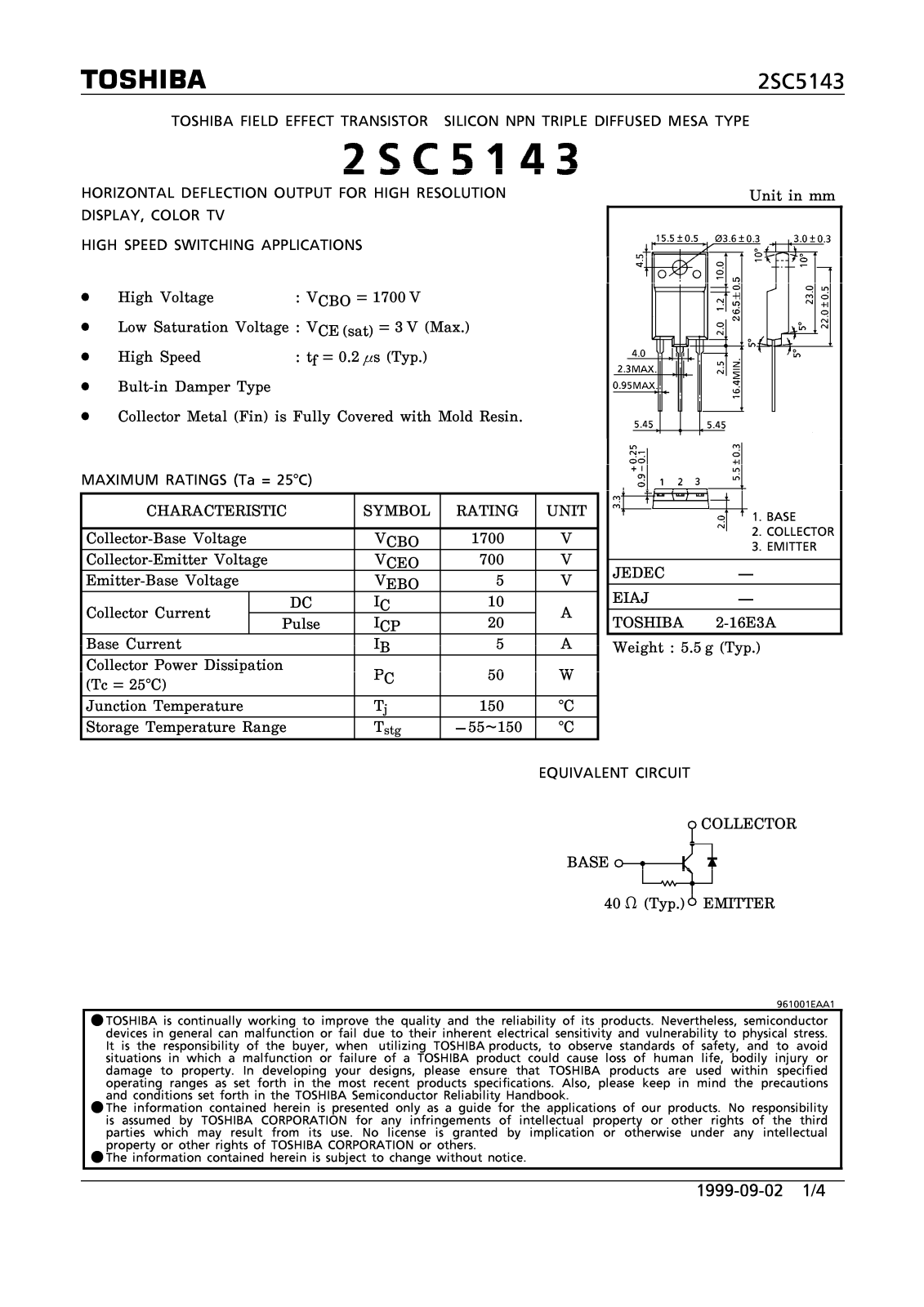 Toshiba 2SC5143 Datasheet