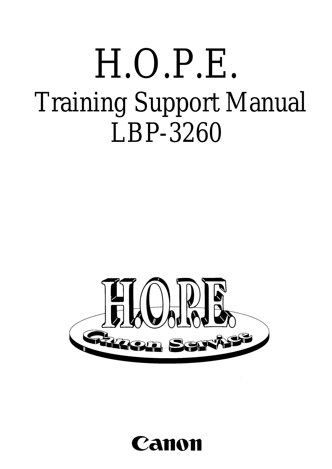 Canon LBP-3260 Training Support Manual