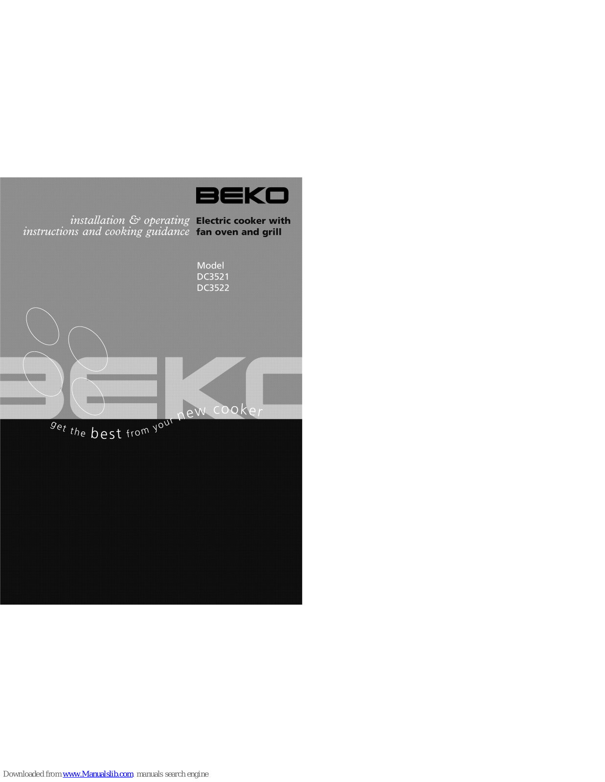 Beko DC3522 Installation & Operating Instructions And Cooking Guidance