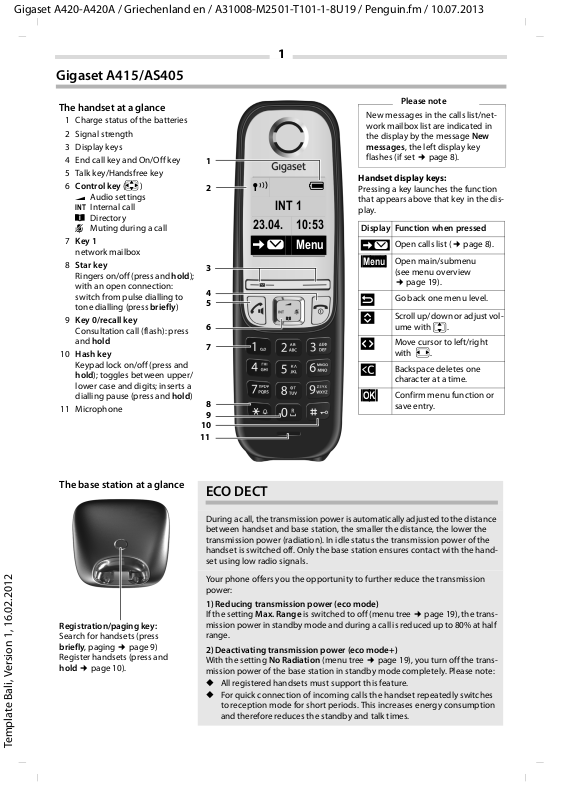 User manual Gigaset AS405 Duo (English - 20 pages)