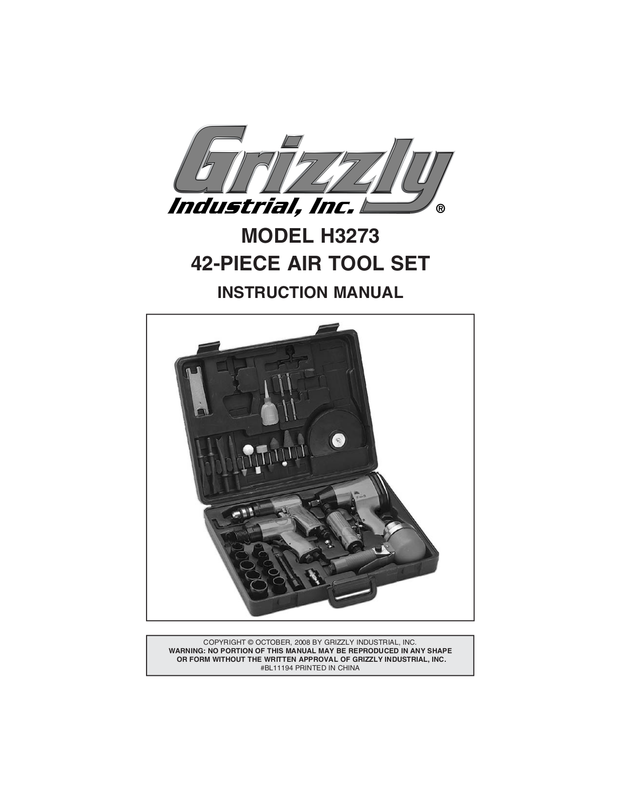 Grizzly H3273 User Manual