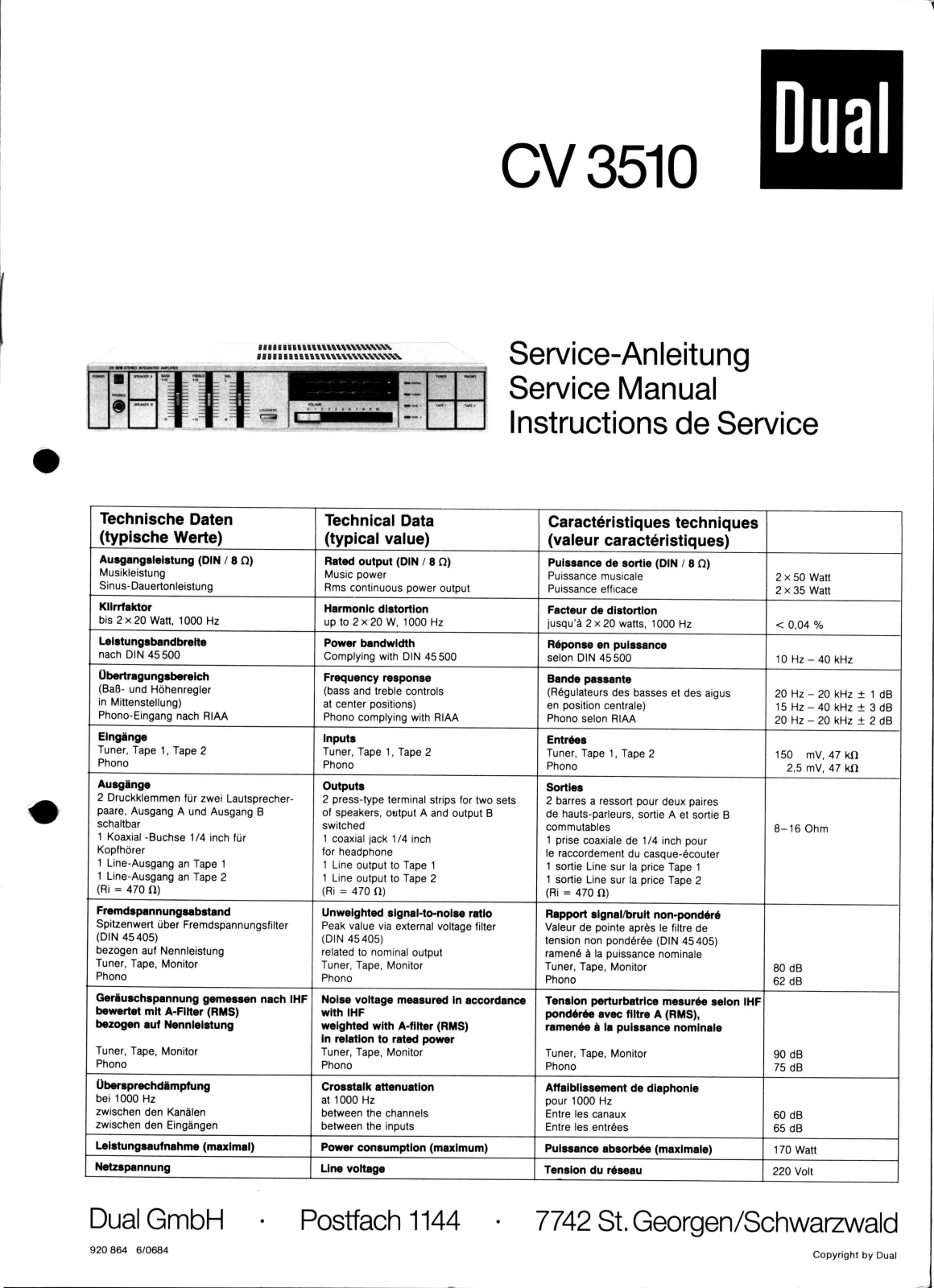 Dual CV-3510 Service manual