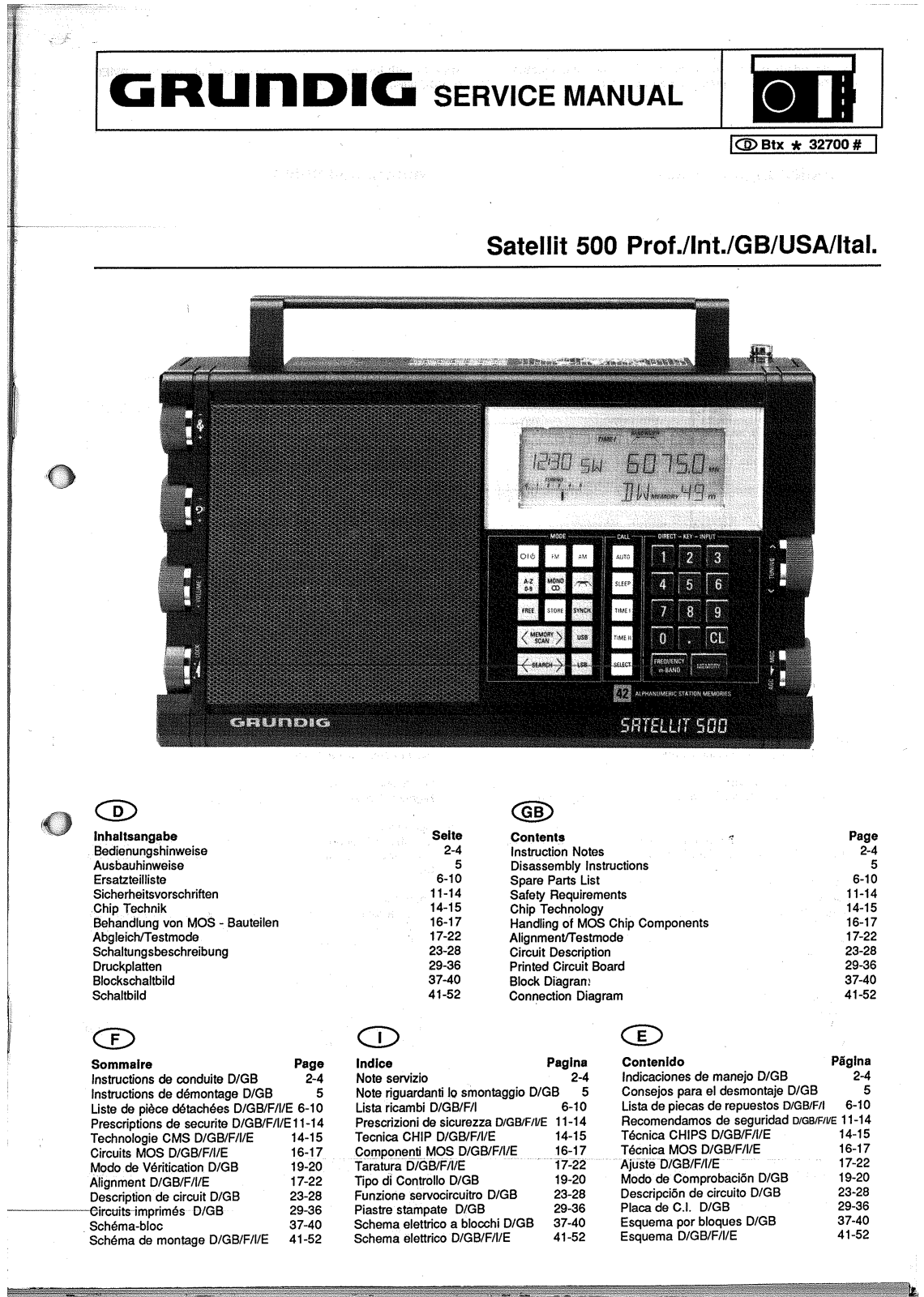 Grundig Satellit 500 Service manual