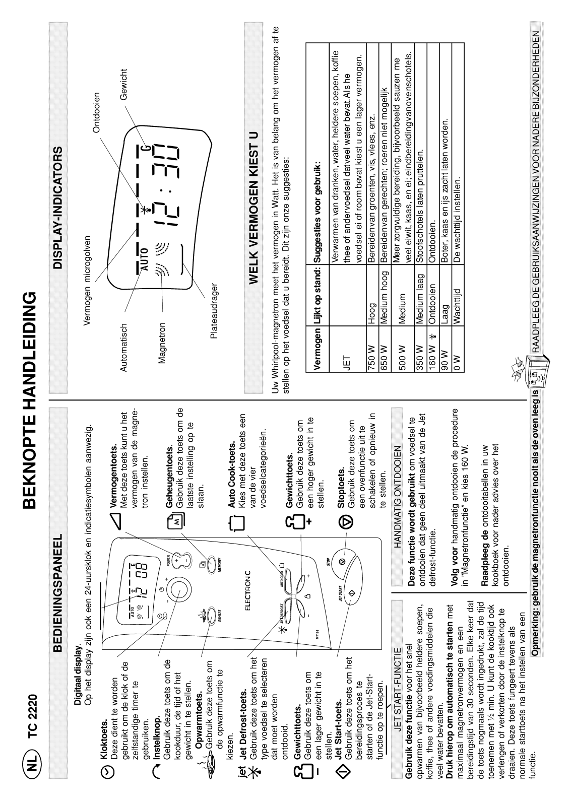 Whirlpool TC 2220/WH User Manual